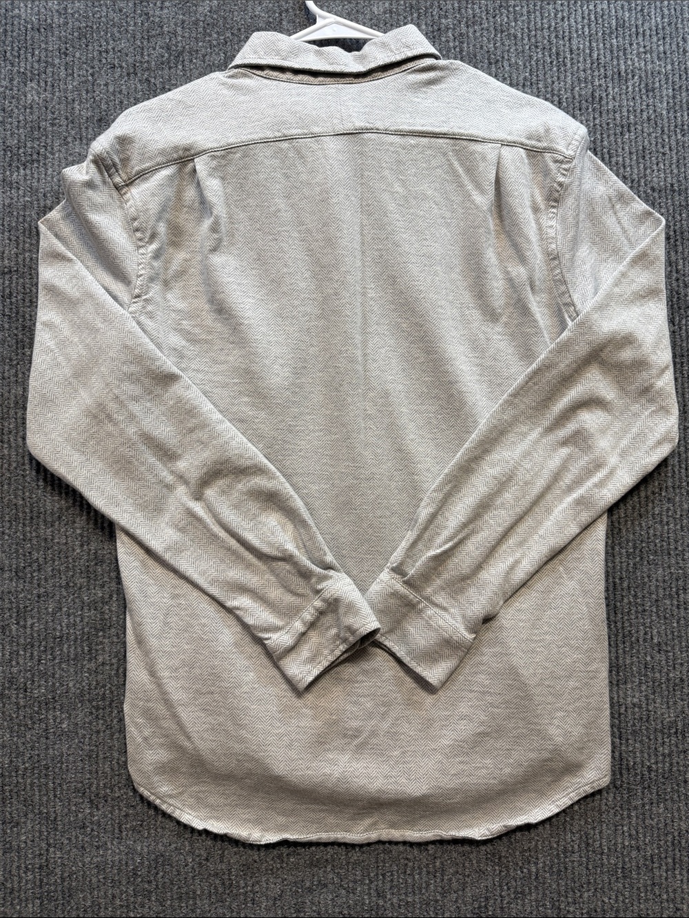 Polo by Ralph Lauren Men's Herringbone Button-Down Shirt - Light Gray Medium - Picture 5 of 10